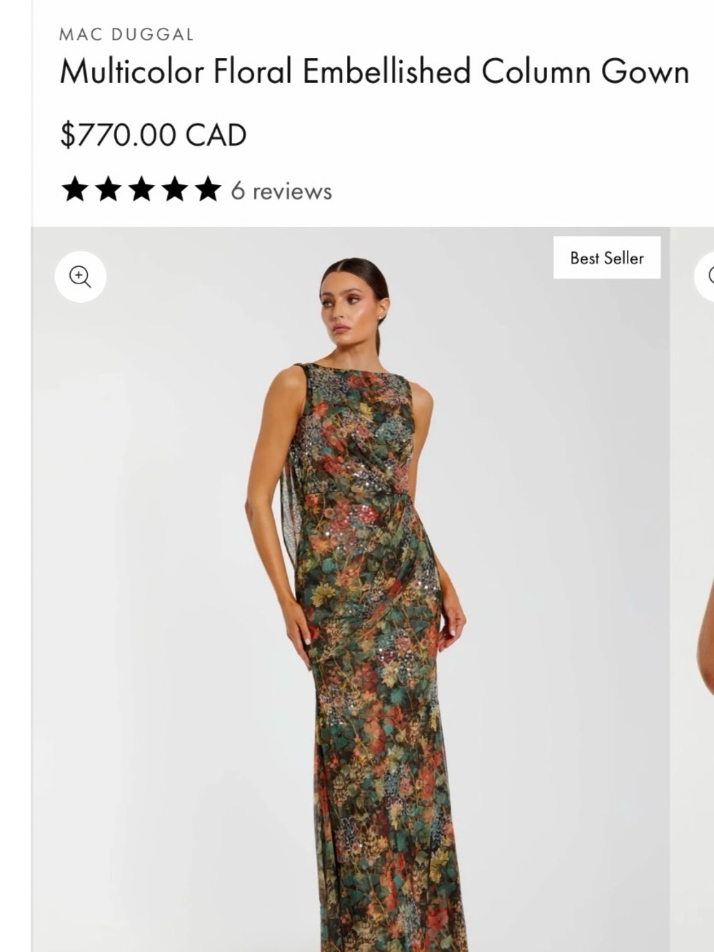 Mac Duggal Green Floral Embellished Gown